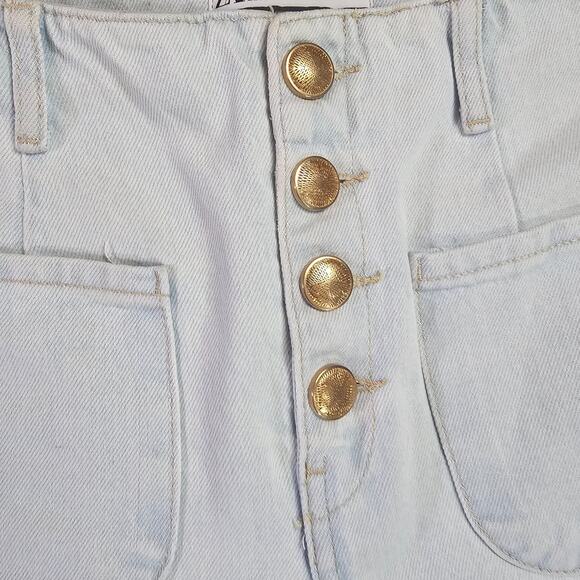 Zara Jeans Womens Size 4 Light Wash Blue High Rise Wide Leg Denim Button Fly - Picture 4 of 11